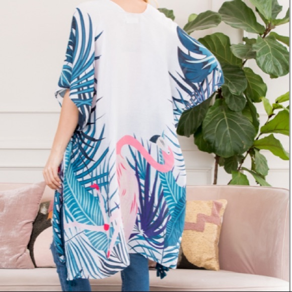 Flamingo Print Boho Kimono - Picture 9 of 9